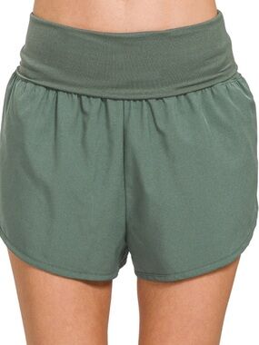 Zenana Outfitters Olive Green High-Rise Athletic Shorts